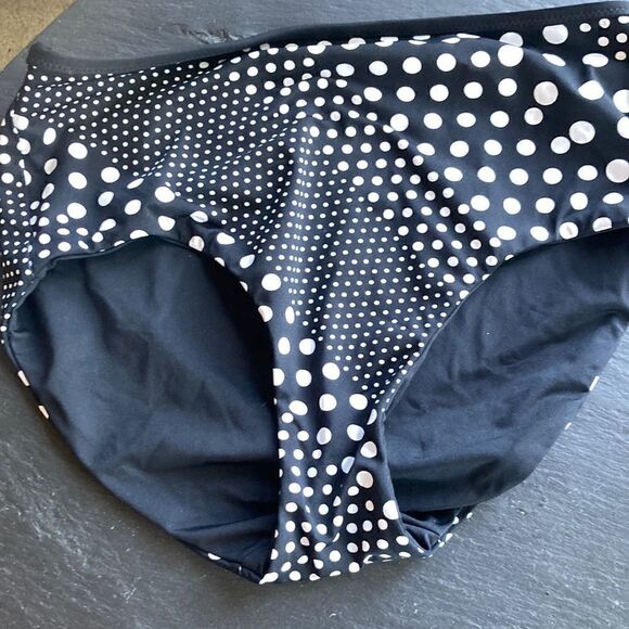 Land’s End Plus Regular reversible bikini bottom black diagonal Polka Dot Var - Picture 4 of 9